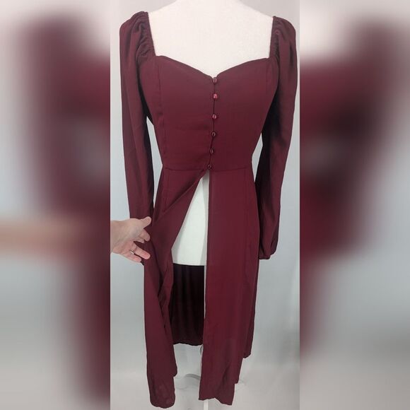 New York & Company NY&C Wine Red Milkmaid Maxi Floor Length Cardigan XXL NWT - Picture 5 of 10